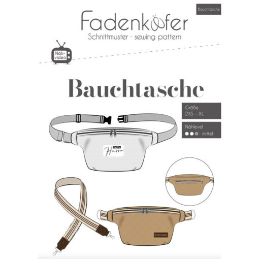 Papierschnittmuster Bauchtasche / Crossbodybag - Fadenkäfer