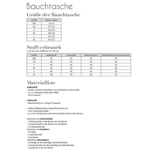 Papierschnittmuster Bauchtasche / Crossbodybag - Fadenkäfer