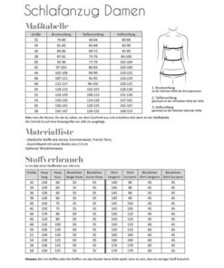Papierschnittmuster Schlafanzug Damen 32 -58 - Fadenkäfer