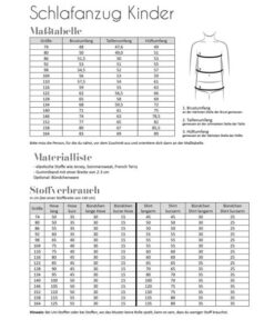 Papierschnittmuster Schlafanzug Kinder 74 -164 - Fadenkäfer
