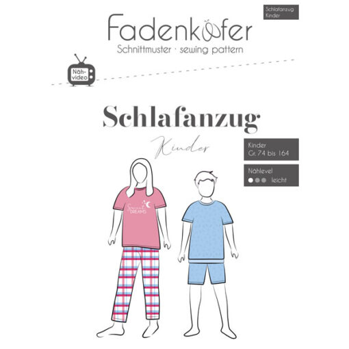 Papierschnittmuster Schlafanzug Kinder 74 -164 - Fadenkäfer