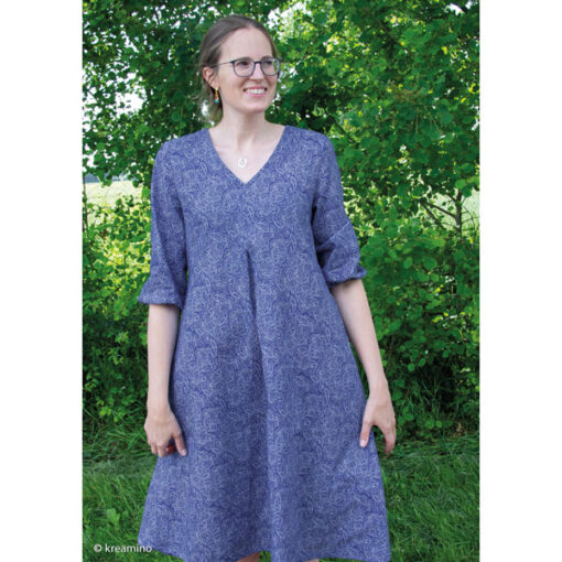 Leinen / Baumwolle - " Nicole" Paisley - blau