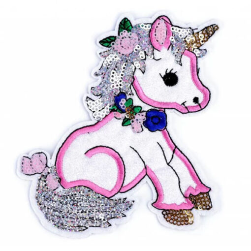 Applikation - aufbügelbar - Einhorn - Glitzer bunt