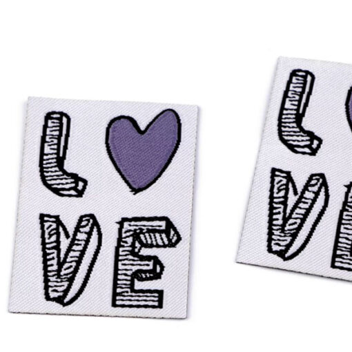 Applikation / Label - aufbügelbar - LOVE - flieder