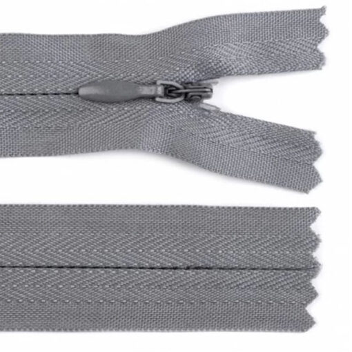 nahtverdeckter Reissverschluss 18 bis 45 cm - grau