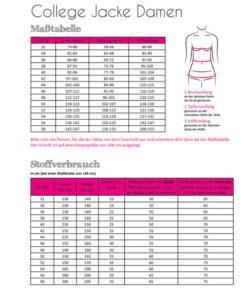 Papierschnittmuster College-Jacke Damen Gr 32 - 58 - Fadenkäfer