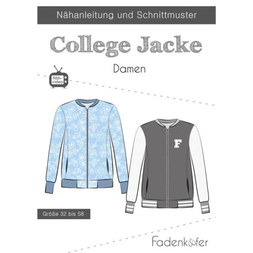 Papierschnittmuster College-Jacke Damen Gr 32 - 58 - Fadenkäfer