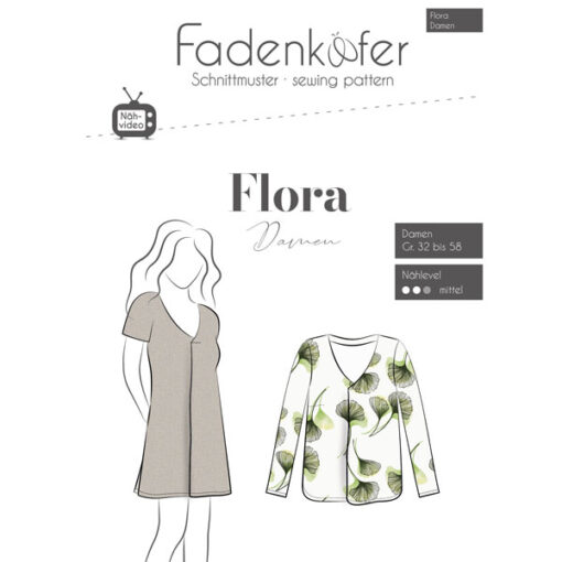 Papierschnittmuster Bluse / Tunika Flora Damen Gr 32 - 58 - Fadenkäfer