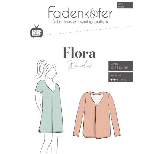 Papierschnittmuster Bluse / Tunika Flora Kinder Gr 74 - 164 - Fadenkäfer