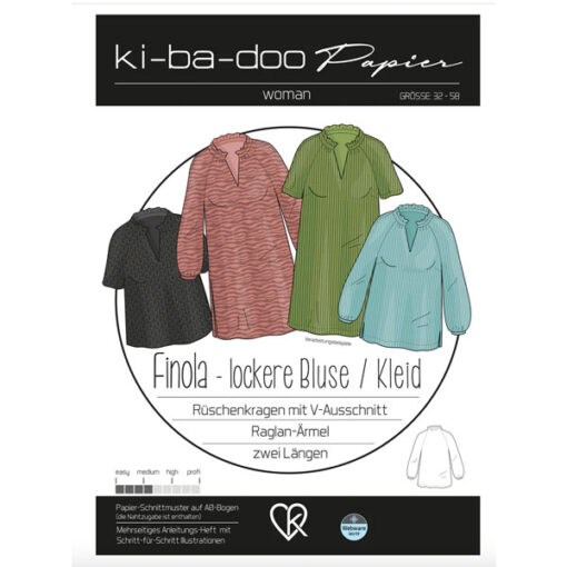 Papierschnittmuster Tunika / Bluse Finola Gr 32 - 58 - Ki-ba-doo