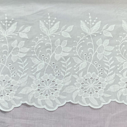 Baumwolle bestickt Border - weiss
