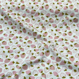 Jersey Baumwolle - Glitzererdbeeren - rosa / weiss