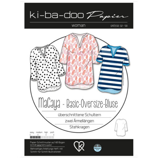 Papierschnittmuster Basic oversized Bluse MaCaya Gr 32 - 58 - Ki-ba-doo