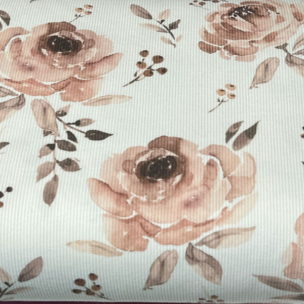 Baumwollrippjersey - Family fabrics- "Peony" pastell