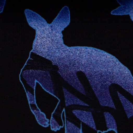 Sommersweat - French Terry "Kangaroos by Thorsten Berger"- schwarz / blau