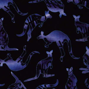 Sommersweat - French Terry "Kangaroos by Thorsten Berger"- schwarz / blau