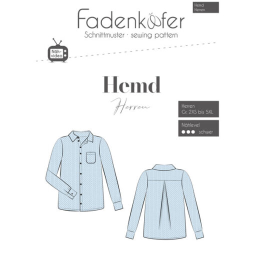 Papierschnittmuster Hemd Herren Gr 2 XS - 5 XL - Fadenkäfer