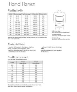 Papierschnittmuster Hemd Herren Gr 2 XS - 5 XL - Fadenkäfer