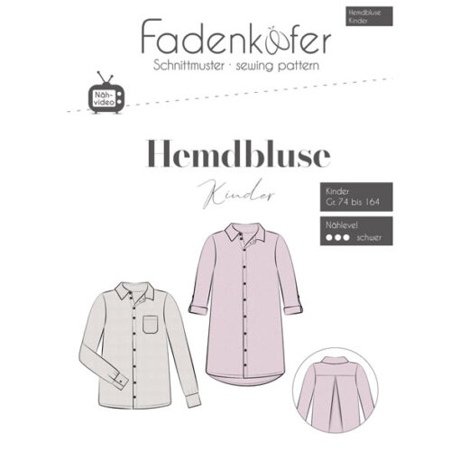 Papierschnittmuster Hemdbluse Kinder Gr 74 - 164 - Fadenkäfer