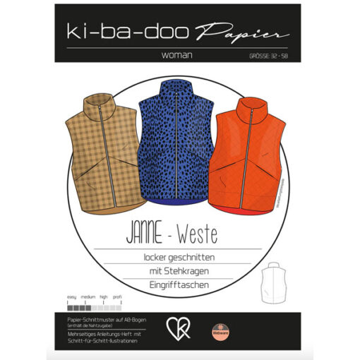 Papierschnittmuster Janne Weste Gr 32 - 48 - Ki-ba-doo