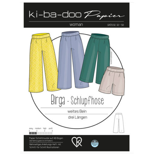 Papierschnittmuster Birga Schlupfhose Gr 32 - 48 - Ki-ba-doo