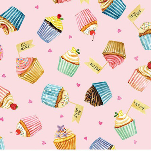 Baumwolle - Michael Miller - Cupcakes - rosa / bunt