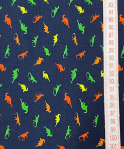 Baumwolljersey- Minidinos - blau / bunt
