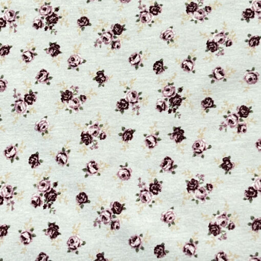 Jersey Baumwolle - Minirosen -natur / flieder / lila