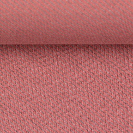 Jersey Jacquard Baumwolle - diagonaler Streifen - coral / grau