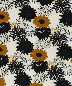 Jersey Baumwolle - "Johanna"- Blumen - schwarz/ weiss / senf