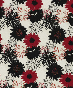 Baumwolljersey - "Johanna" - Blumen - rot /schwarz / weiss