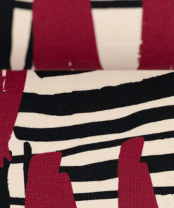 Baumwolljersey - "Johanna" - Grafik - rot /schwarz / weiss