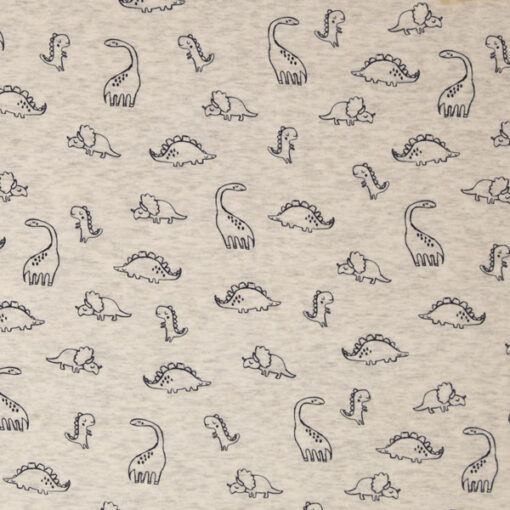 Alpenfleece - "Nils" Dinos - hellgrau meliert - helle Fleeceseite