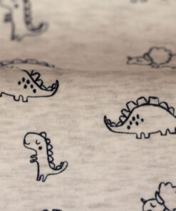 Alpenfleece - "Nils" Dinos - hellgrau meliert - helle Fleeceseite