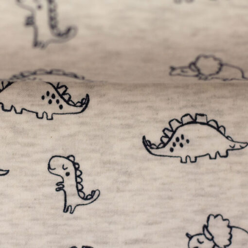 Alpenfleece - "Nils" Dinos - hellgrau meliert - helle Fleeceseite