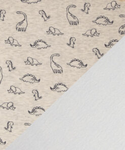 Alpenfleece - "Nils" Dinos - hellgrau meliert - helle Fleeceseite