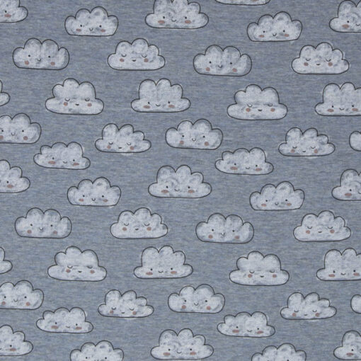 Alpenfleece - "Nils" Wolken - blau meliert - helle Fleeceseite