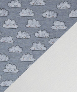 Alpenfleece - "Nils" Wolken - blau meliert - helle Fleeceseite