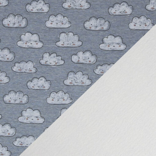 Alpenfleece - "Nils" Wolken - blau meliert - helle Fleeceseite