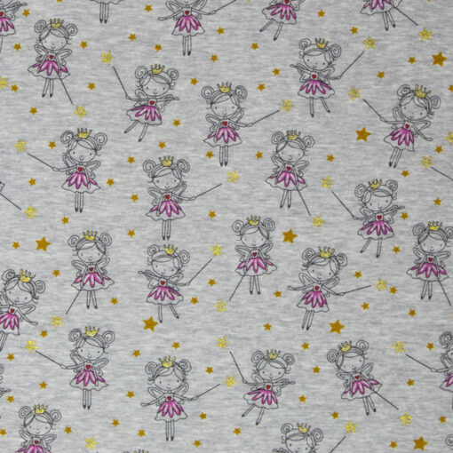 Alpenfleece - "Nils" Ballerina Glitzer - hellgrau meliert - helle Fleeceseite