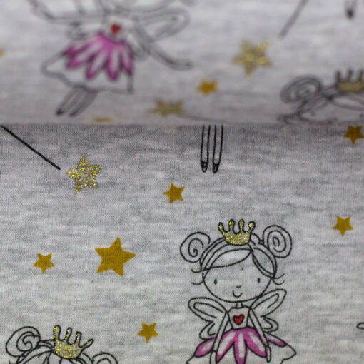 Alpenfleece - "Nils" Ballerina Glitzer - hellgrau meliert - helle Fleeceseite