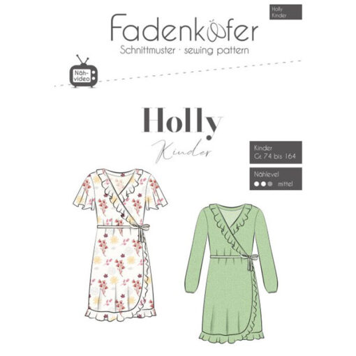 Papierschnittmuster Wickelkleid Holly Kinder Gr 74 - 164 - Fadenkäfer