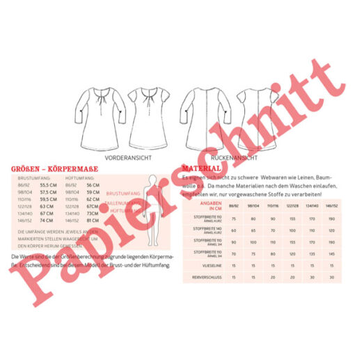 Papierschnittmuster "Frau Ameland" Kleid Gr 86 - 152 - Studio Schnittreif