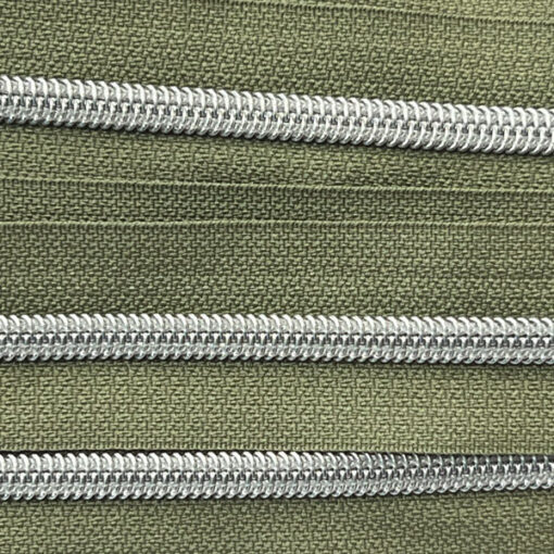 Reissverschluss 6.5 mm - army / silber