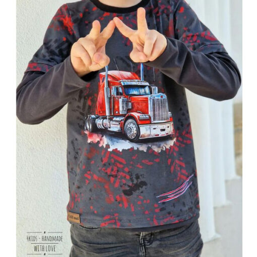 Bio - Jersey Panel Mimimi Design "Sattelschlepper" - anthrazit / rot