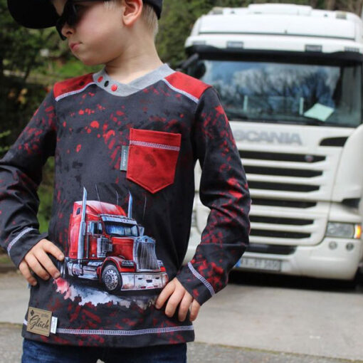 Bio - Jersey Panel Mimimi Design "Sattelschlepper" - anthrazit / rot