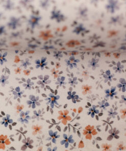 Jersey Baumwolle - "Mini flowers by Christiane Zielinski " - blau / senf / creme