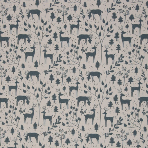 Jersey Baumwolle - "Mini Winter" Rehe - rauchblau