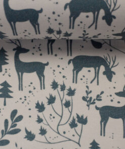 Jersey Baumwolle - "Mini Winter" Rehe - rauchblau