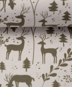 Jersey Baumwolle - "Mini Winter" Rehe - heugrün